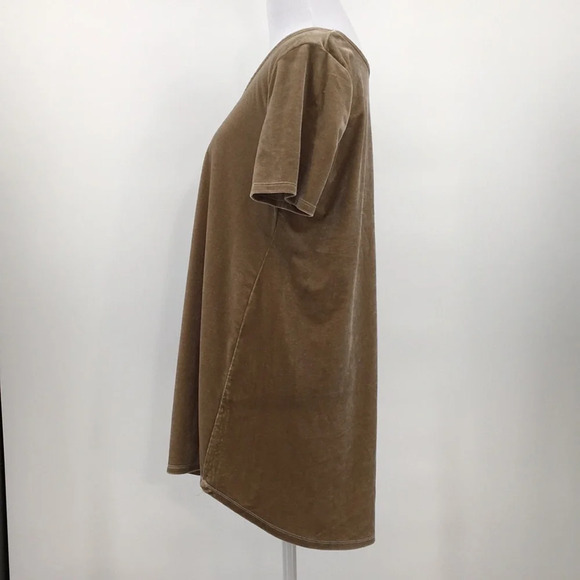 Agnes & Dora Tan Velvet Velour Everyday Tee Womens Large Deep Pearl Short Sleeve - Picture 4 of 8